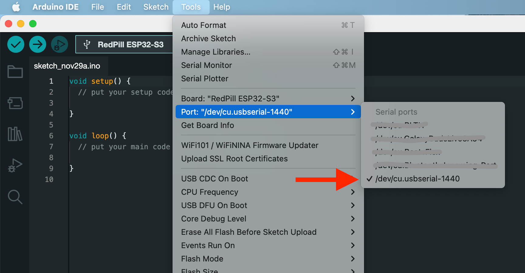 RedPill ESP32-S3 – Locating the Serial Port – Munich-Labs.com